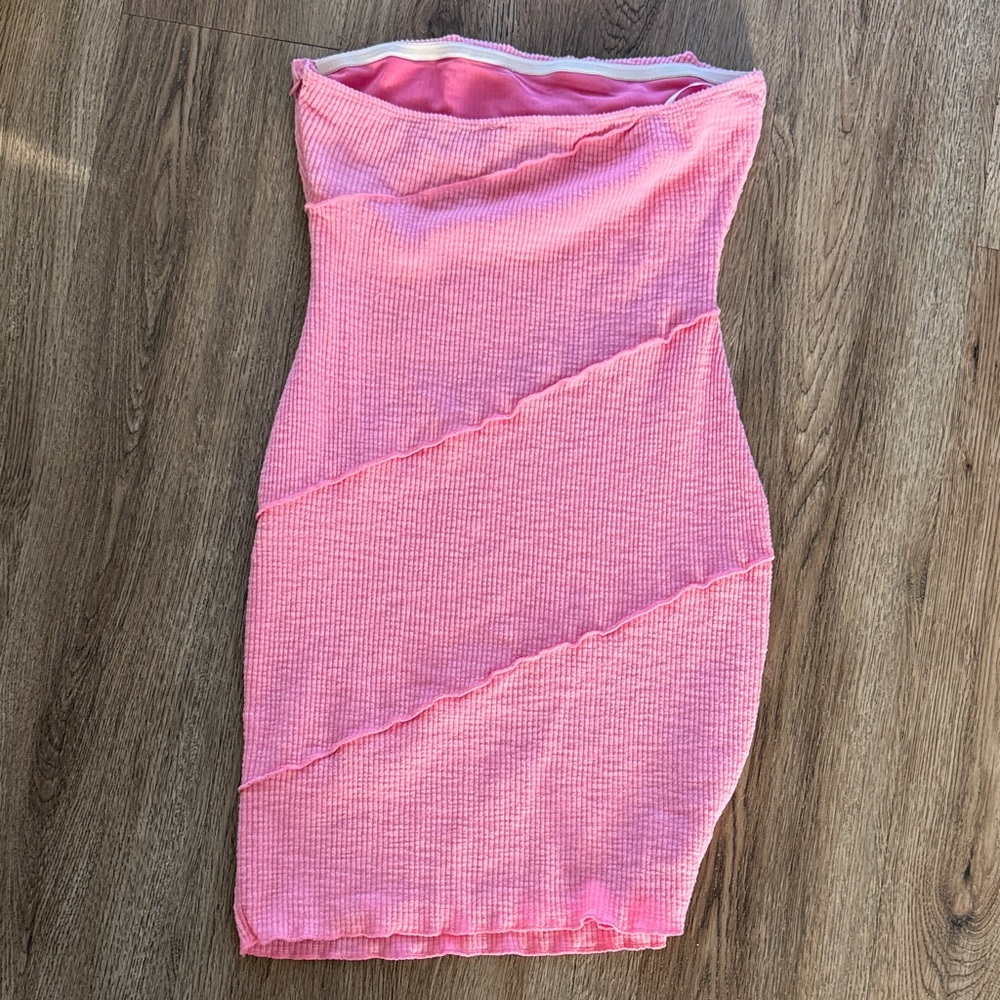 Princess Polly Pink Strapless Ribbed Bodycon Dress - Picture 3 of 3